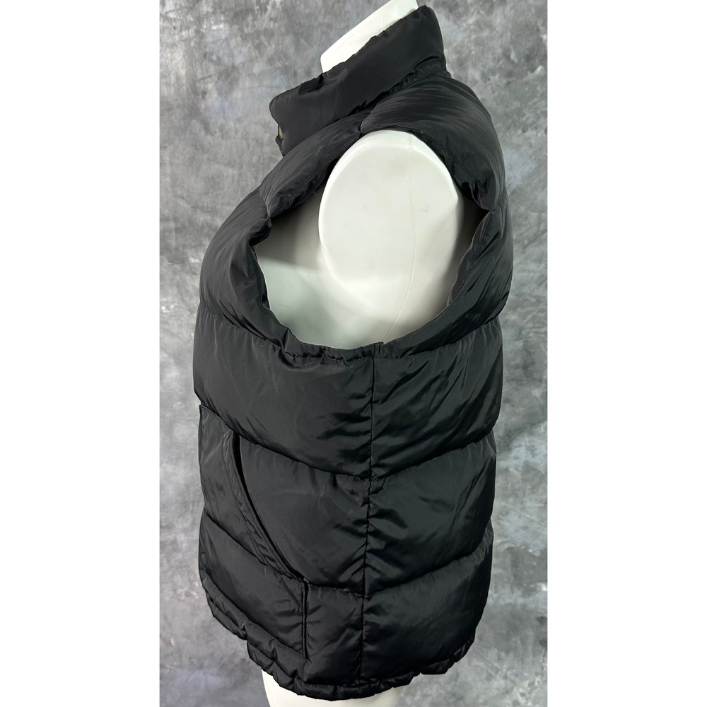 Lands End Men's Black Down Filled Snap Close Puffer Vest sz L (15597) - Picture 3 of 10